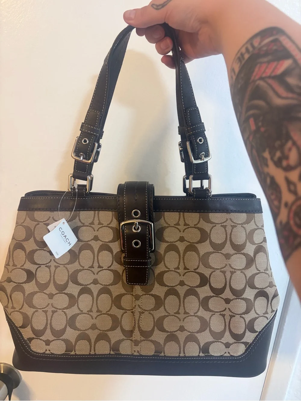 Official Coach Signature Carryall Tote Bag Mahogany Khaki Brown Large NWT